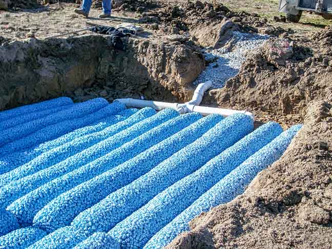 packed bed septic leaching field