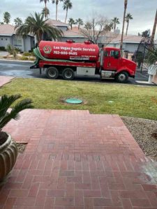 Las Vegas Septic Service vehicle in a residential area