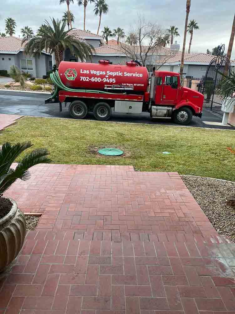 Las Vegas Septic Service vehicle in a residential area