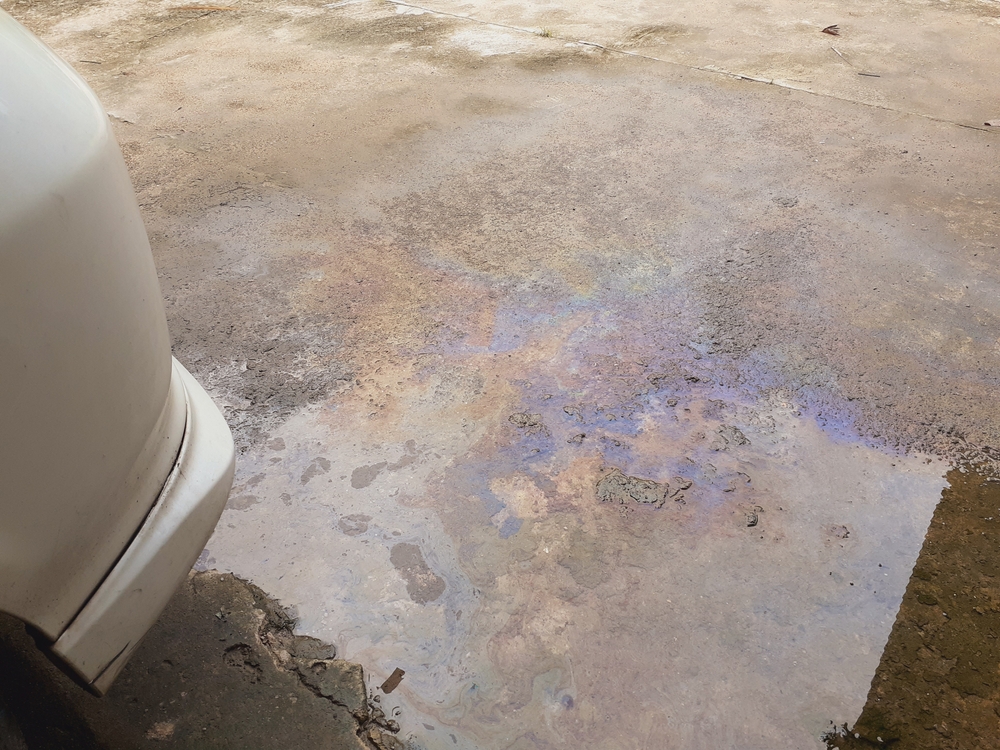 Car oil stains on the floor