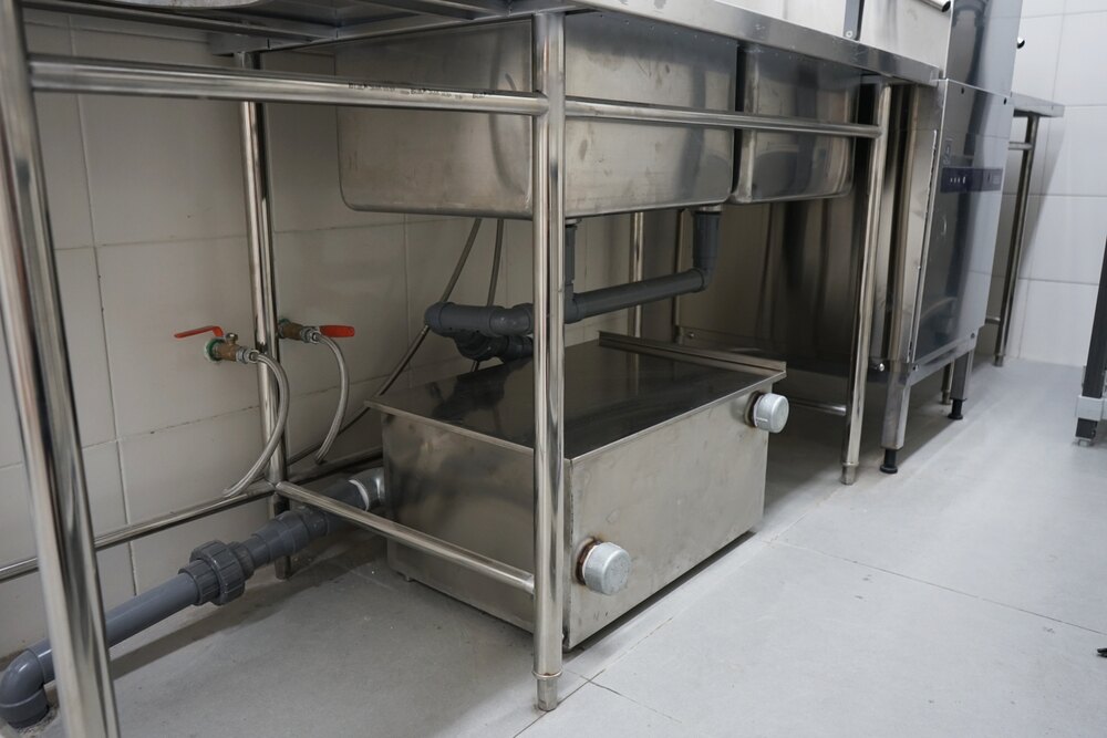 commercial kitchen grease trap under sink